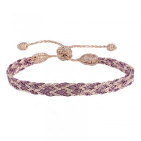 Bracelet ajustable ZYN Rose Gold Mauve - Fils d'or tressés - Maaÿaz