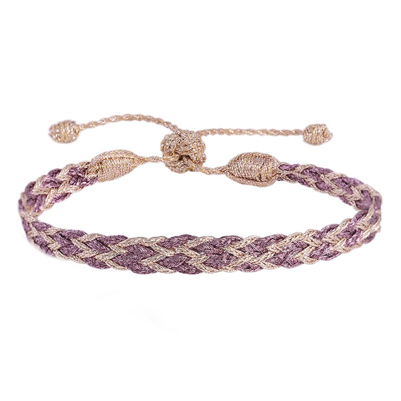 Bracelet ajustable ZYN Rose Gold Mauve - Fils d'or tressés - Maaÿaz Bracelet ajustable ZYN Rose Gold Mauve - Fils d'or tressés - Maaÿaz