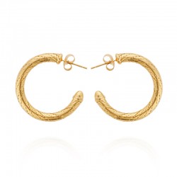 Boucles d'oreilles RADIANCE Or - Créoles torsadées pointillées designs - HIPANEMA