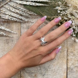 Bague anneaux entrelacés lisses - argent TAILLE 60