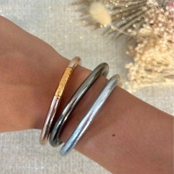 Bracelet Jonc BOUDDHISTE Pink Gold, Mantra Gold, épais TAILLE S